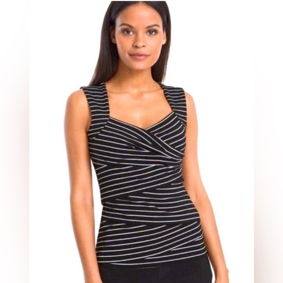 White House Black Market Tops - White House Black Market Black and White Striped Tank Top